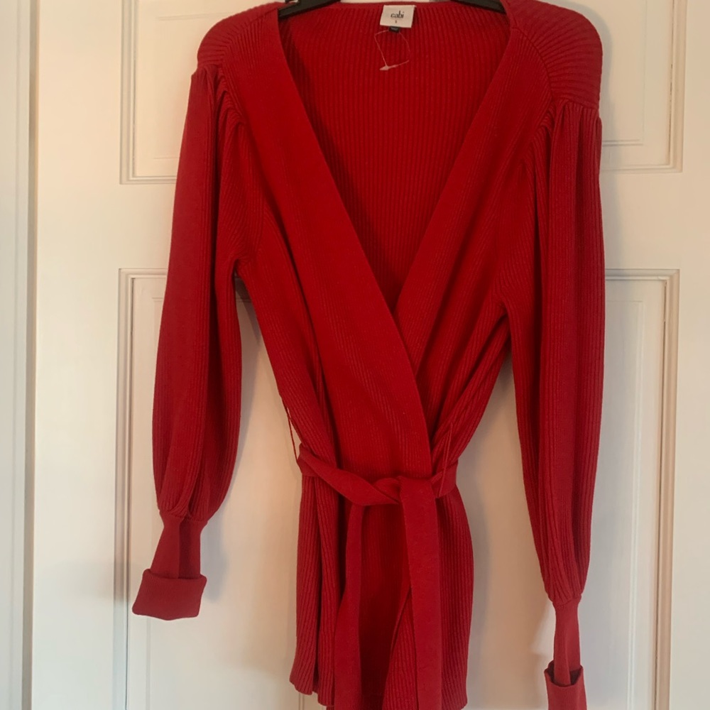 Cabi Red Wrap Sweater